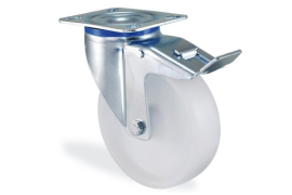 TEKERLEK POLİPROPİLEN VİDALI FRENLİ (KAMA  PLASTİK	 S3302 MMB 080 F18 INOX)